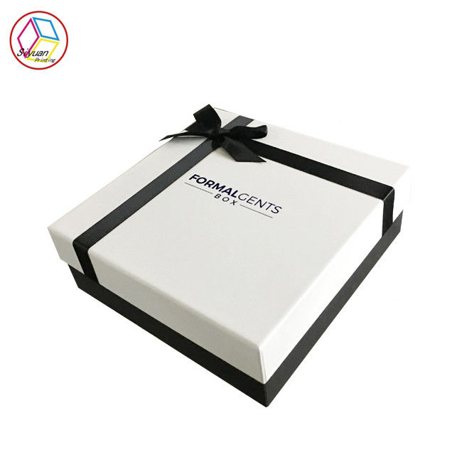 Recyclable Fancy Paper Gift Box / Plain White Gift Box With Bowknot